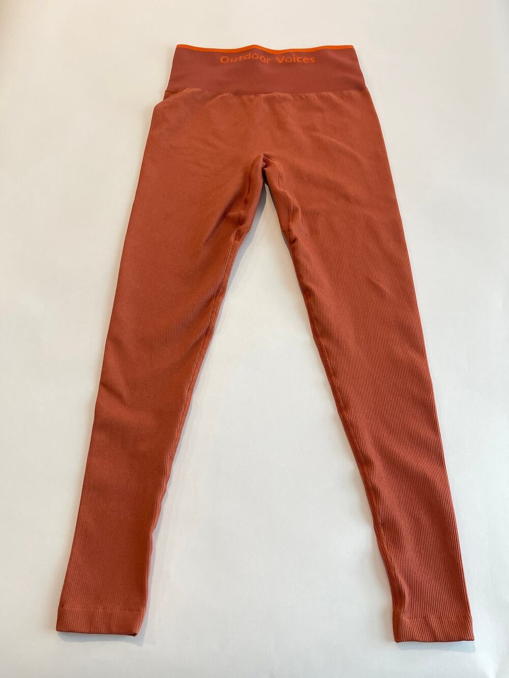 Outdoor Voices Ribbed Seamless Athletic Leggings Orange Size Small